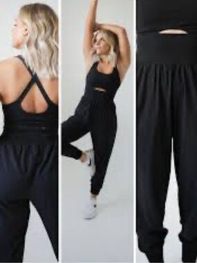 savvi xs Black Women's Jumpsuit with Cross-Back Straps